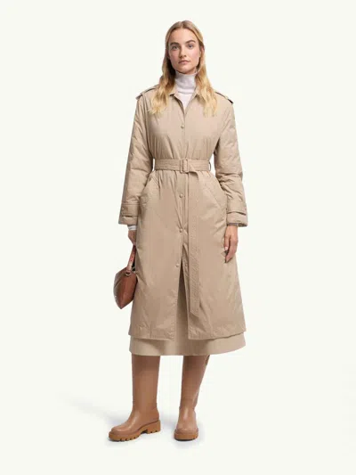 Moncler Yevre Down Trench Coat In Neutral