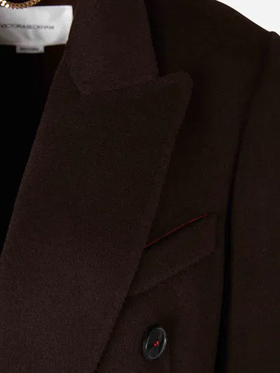 Victoria Beckham Double-breasted Long Coat With Tailored Silhouette In Black