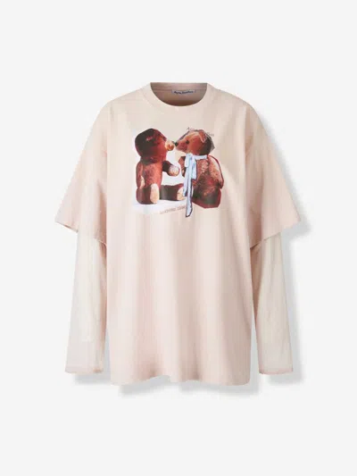 Acne Studios Pink Violet Layered T-shirt With Print In Multi