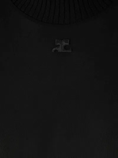 Courrèges Black High Neck Top In Black