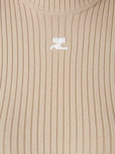 Courrèges Ribbed Top Reedition In Neutral