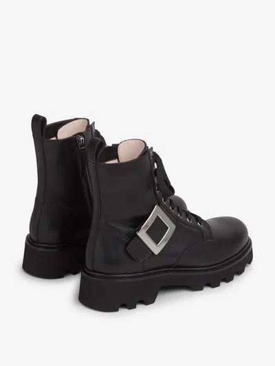 Roger Vivier Rangers Combat Boots Iconic Buckle In Black