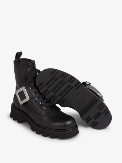 Roger Vivier Rangers Combat Boots Iconic Buckle In Black