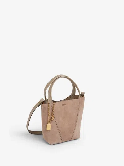 Chloé Spin Mini Tote Bag In Brown