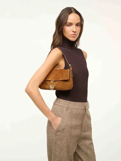 Staud Shoulder Bag With Adjustable Strap And Gold-tone Hardware In Brown