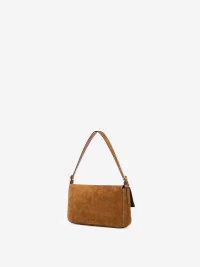Staud Shoulder Bag With Adjustable Strap And Gold-tone Hardware In Brown