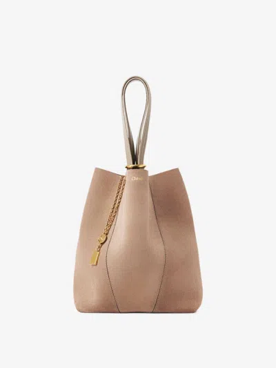 Chloé Medium Spin Leather Chain-detail Tote Bag In Pink