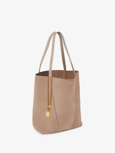 Chloé Medium Spin Leather Chain-detail Tote Bag In Pink