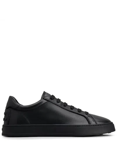Tod's Rubber Sole Round Toe Low-top Sneakers In Black