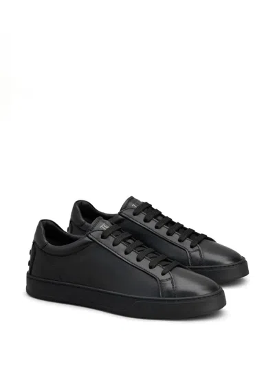 Tod's Rubber Sole Round Toe Low-top Sneakers In Black