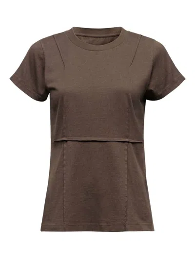 Mm6 Maison Margiela Panelled Short-sleeve T-shirt In Brown