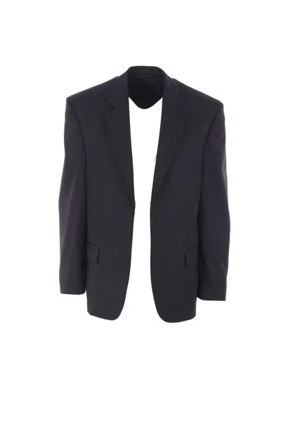Balenciaga Men Tailored Jacket In Twill And Jersey In Black
