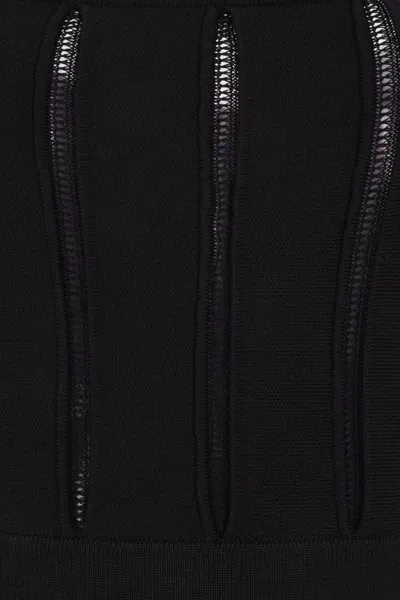 Elisabetta Franchi Red Carpet Pleated-peplum Knit Maxi Dress In Black