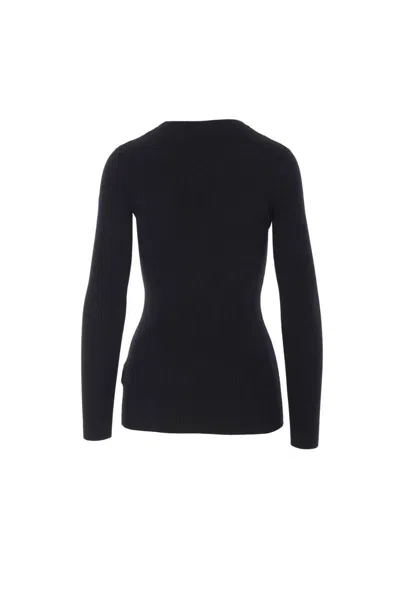 Elisabetta Franchi Ribbed Knit Top With Breast Pocket Clothing In Black