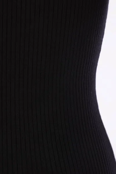 Elisabetta Franchi Ribbed Knit Top With Breast Pocket Clothing In Black