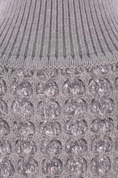 Elisabetta Franchi Sequin-embellished High-neck Sweater In Gray