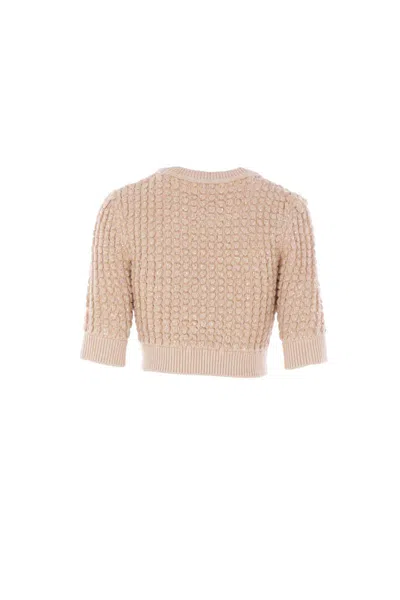 Elisabetta Franchi Sequin-embellished Cable-knit Sweater In Brown