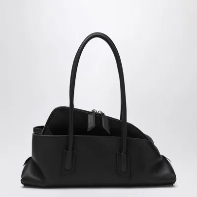 Attico 'la Passeggiata Small' Black Shoulder Bag With Tubular Handles And Impressed Logo On The Front In Black