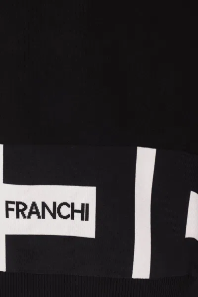 Elisabetta Franchi Inlaid Logos Colour-block Crewneck Sweater In Black