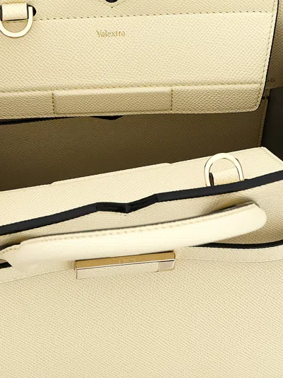 Valextra Structured Shoulder Bag With Detachable Strap In Neutral