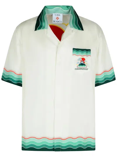 Casablanca Silk Short-sleeved Shirt With Wave In Multi