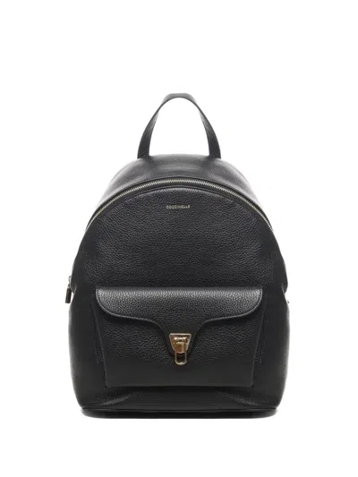 Coccinelle Minimalist Zip-closure Backpack With External Pocket In Pink