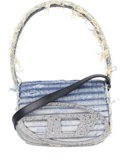 Diesel 1dr Denim Shoulder Bag With Used Effect In Blue
