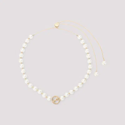 Gucci Interlock G Pearl Necklace In White