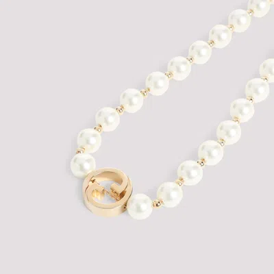 Gucci Interlock G Pearl Necklace In White