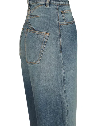 Alaïa Rounded Blue Jeans With Faded Effect In Blue