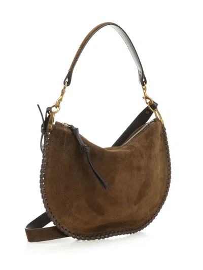 Isabel Marant Suede-finish Soft Zip Shoulder Bag With Decorative Stitching In Black