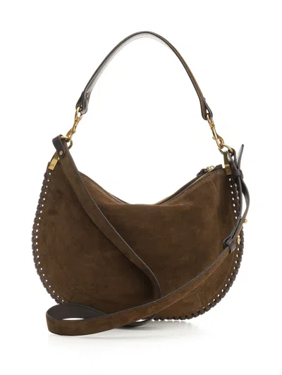 Isabel Marant Suede-finish Soft Zip Shoulder Bag With Decorative Stitching In Black