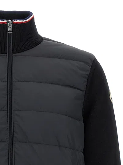 Moncler Padded Cotton Cardigan In Black