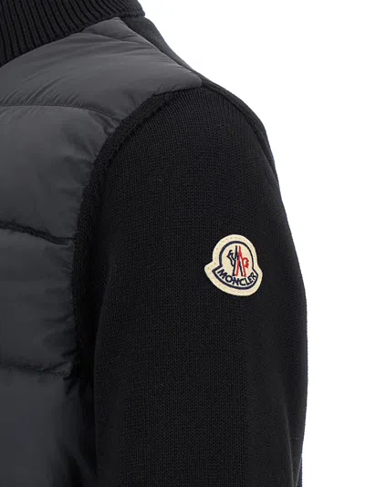 Moncler Padded Cotton Cardigan In Black