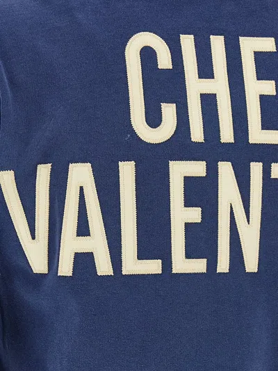 Valentino Crew Neck Graphic Print Short Sleeves Top In Blue