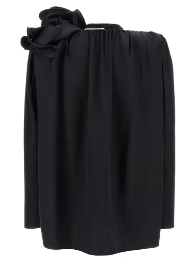Magda Butrym Draped Floral V-neck Blouse In Black