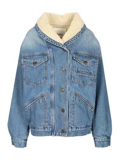 Isabel Marant Pimia Oversized Fleece-lined Padded Denim Jacket In Blue