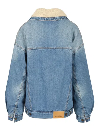 Isabel Marant Pimia Oversized Fleece-lined Padded Denim Jacket In Blue
