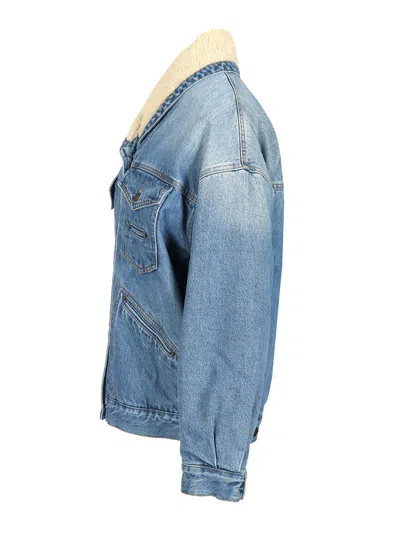 Isabel Marant Pimia Oversized Fleece-lined Padded Denim Jacket In Blue
