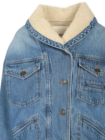 Isabel Marant Pimia Oversized Fleece-lined Padded Denim Jacket In Blue