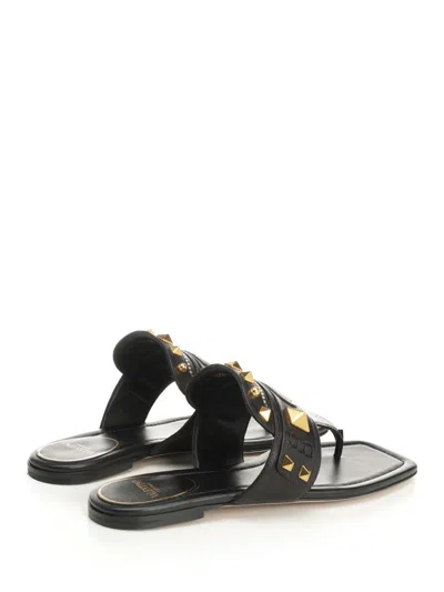 Valentino Vlogo Rockstud Leather Sandal In Black