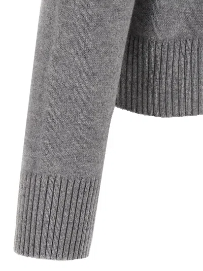 Ami Alexandre Mattiussi Puff Logo Patch Sweater Sweaters And Cardigans Gray In Gray