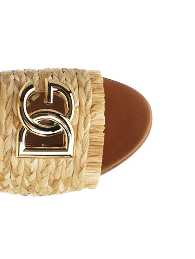 Dolce & Gabbana Beige Raffia Braid Slipper