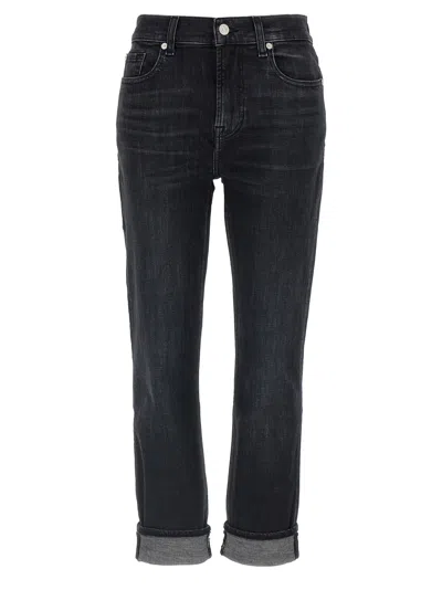 7 For All Mankind Belt Loop Denim Trousers In Black