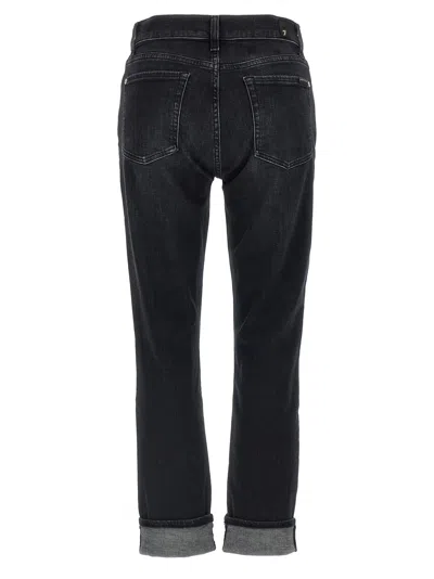 7 For All Mankind Belt Loop Denim Trousers In Black
