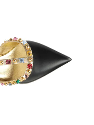 Valentino Garavani Rockstud 100 Embellished Metallic Leather Pumps In Black
