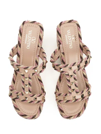 Valentino Garavani Rockstud Wedge In Calfskin 90mm Woman Rose Cannelle 41