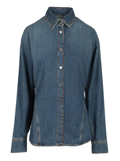 Alaïa Alaia Rounded Blue Denim Shirt Women In Blue
