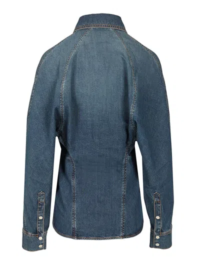 Alaïa Alaia Rounded Blue Denim Shirt Women In Blue