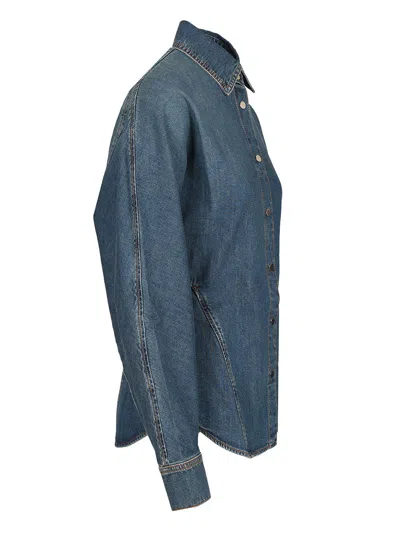 Alaïa Alaia Rounded Blue Denim Shirt Women In Blue